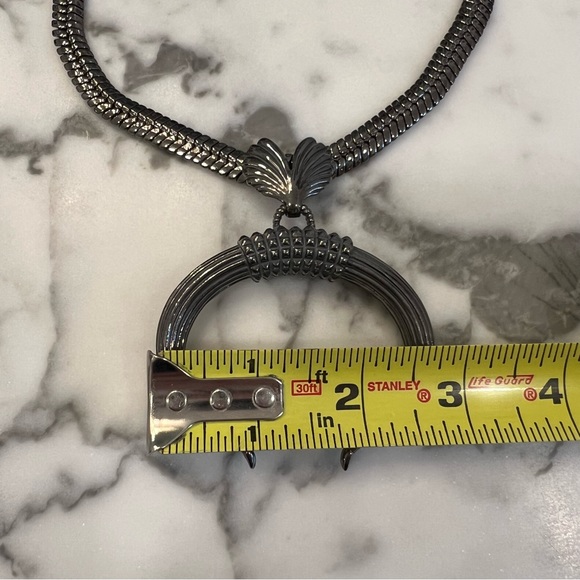 Rare Giles and Brother gunmetal horn choker statement necklace goth tribal boho - Picture 3 of 5